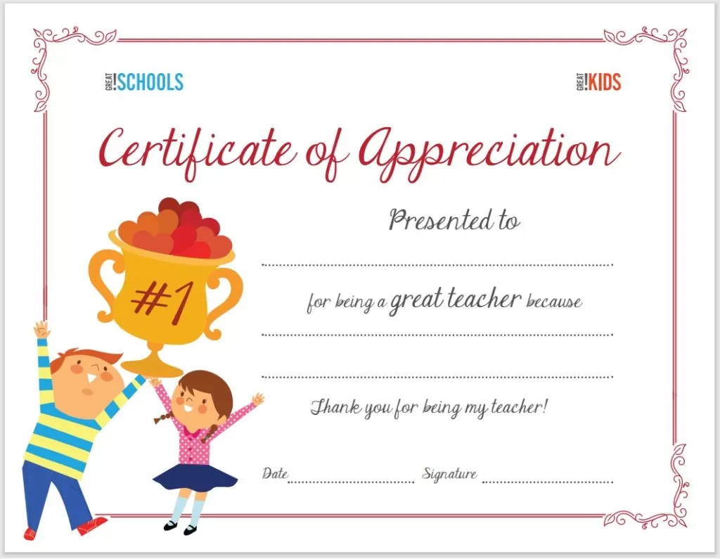 Teacher Appreciation Certificate Template