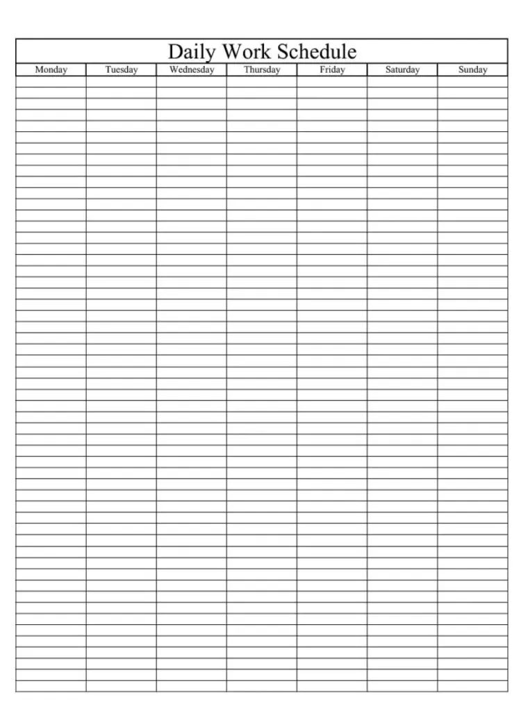 Daily Work Schedule Template