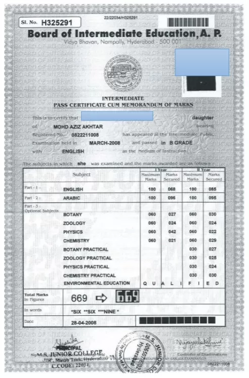 Indian Degree Certificate Sample