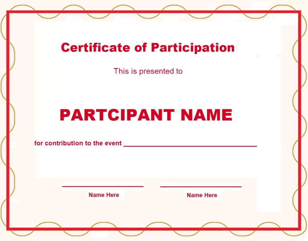 certificate of participation template