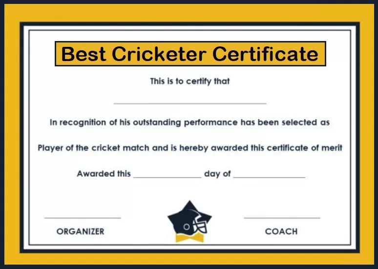 Cricket Sports Certificate Template