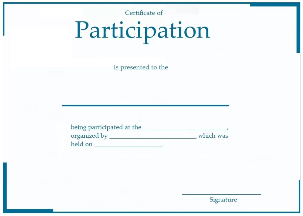 Participation certificate design template