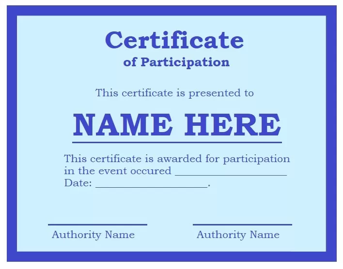 Participation Certificate Template