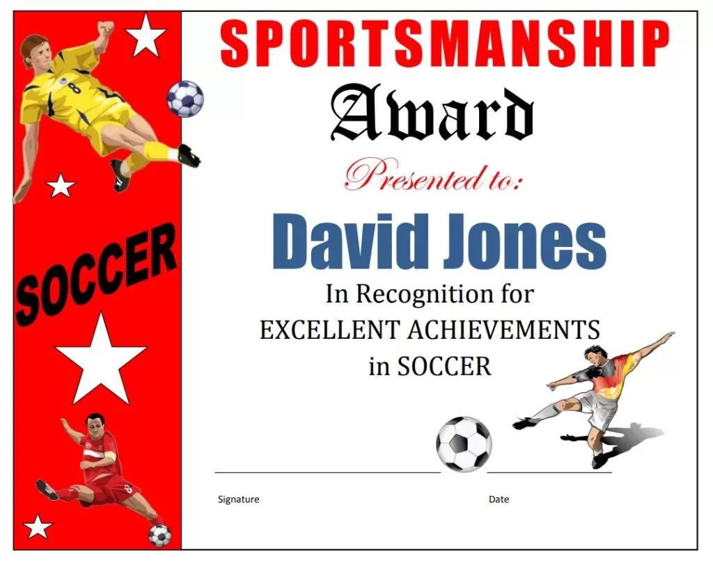 Sportsmanship Certificate Template