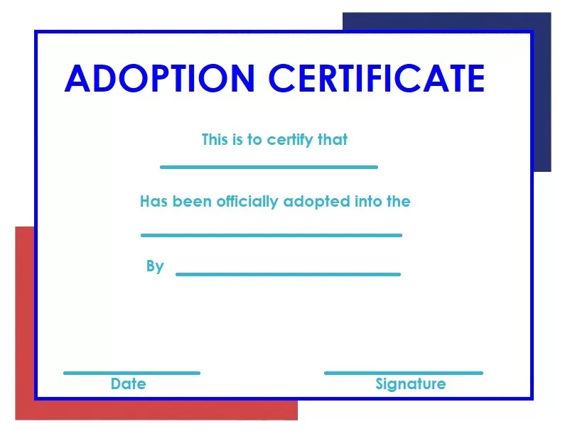 adoption certificate design template