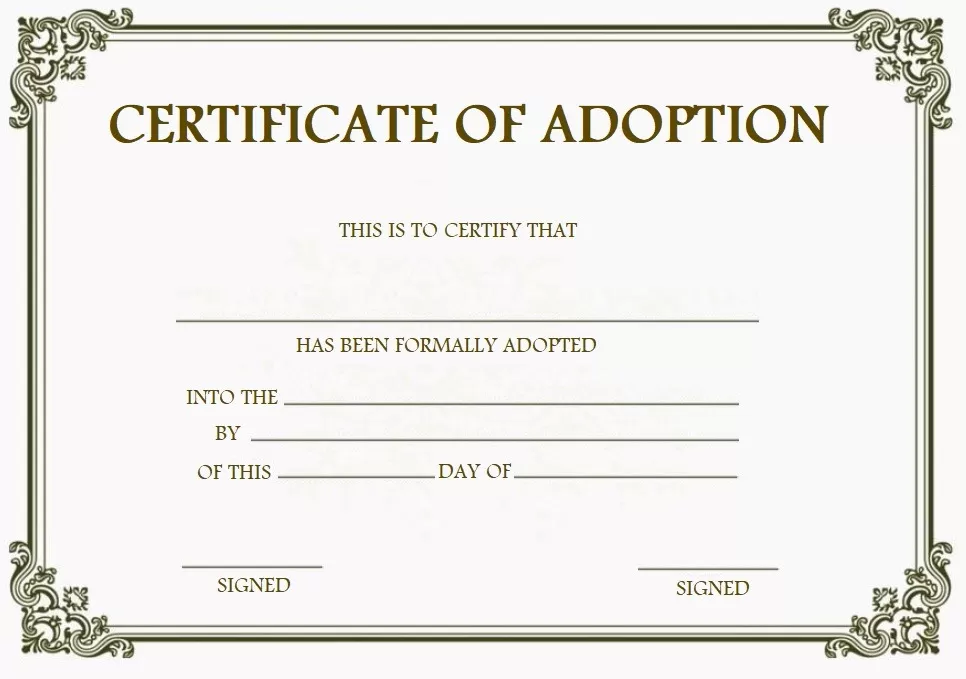 Adoption certificate format