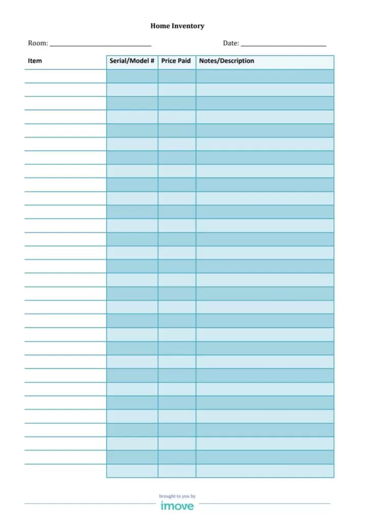 Blank Home Inventory Template