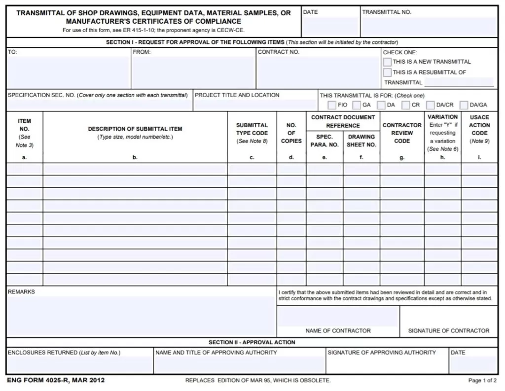 Blank Letter of Transmittal Template