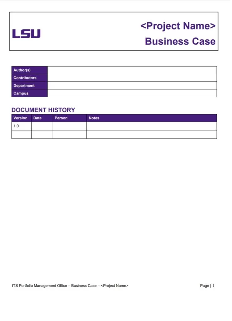 Business Case Study Template