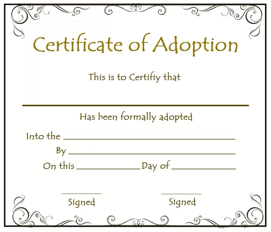 Certificate of adoption template