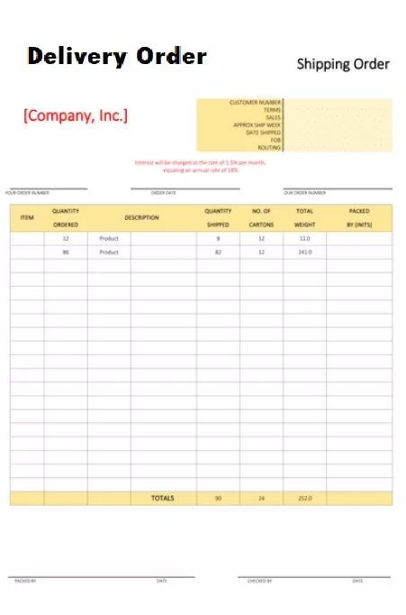 Delivery Order Design Template