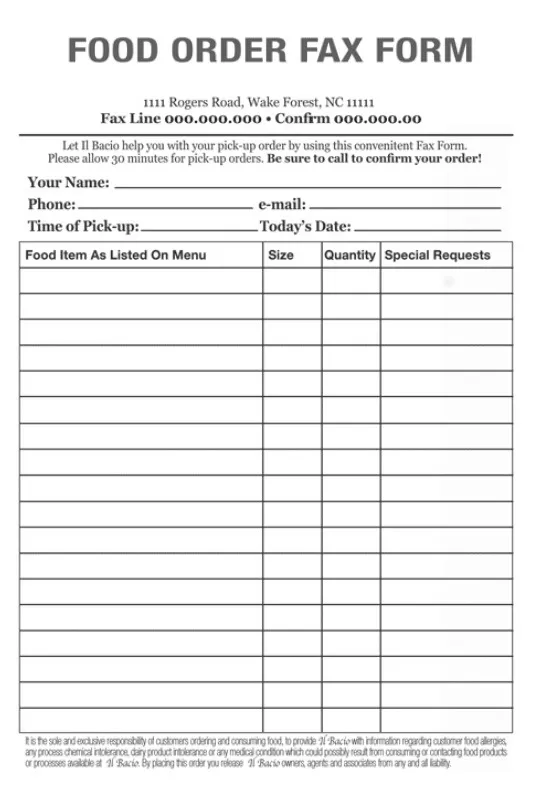 Food Delivery Order Template