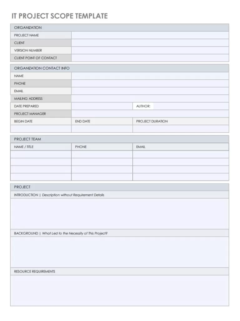 IT Project Scope Template