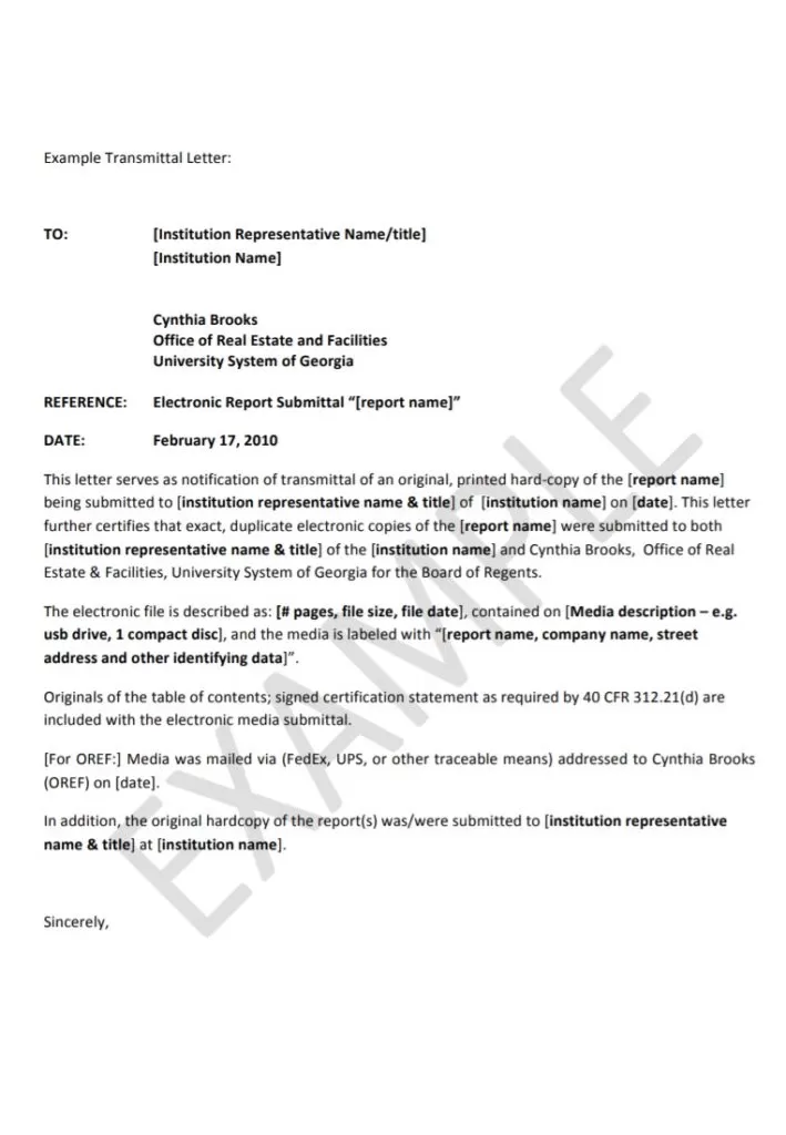 Letter of Transmittal Example