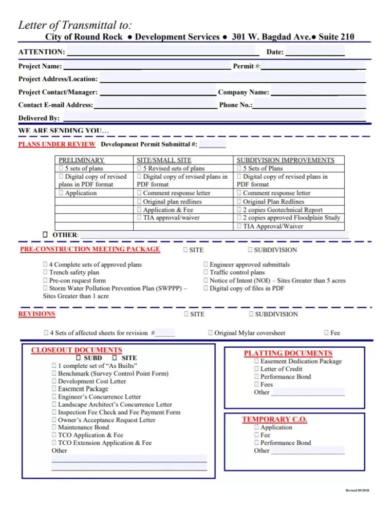 Professional Letter of Transmittal Template