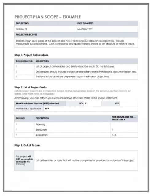 Project Plan Scope Template