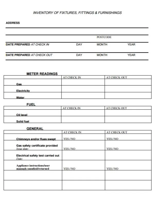 Property Inventory List Template