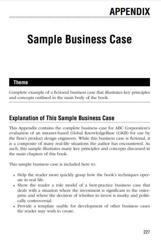 Sample Business Case