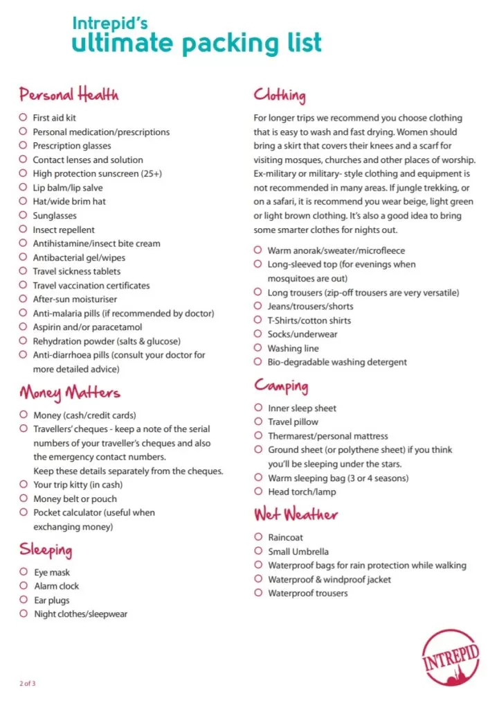 Ultimately Packing List Template