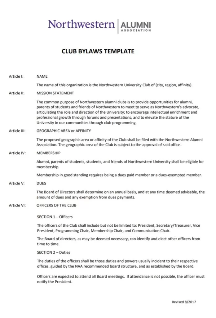 Club Bylaws Template