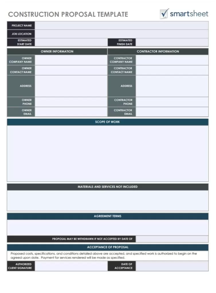 Construction Proposal Template PDF