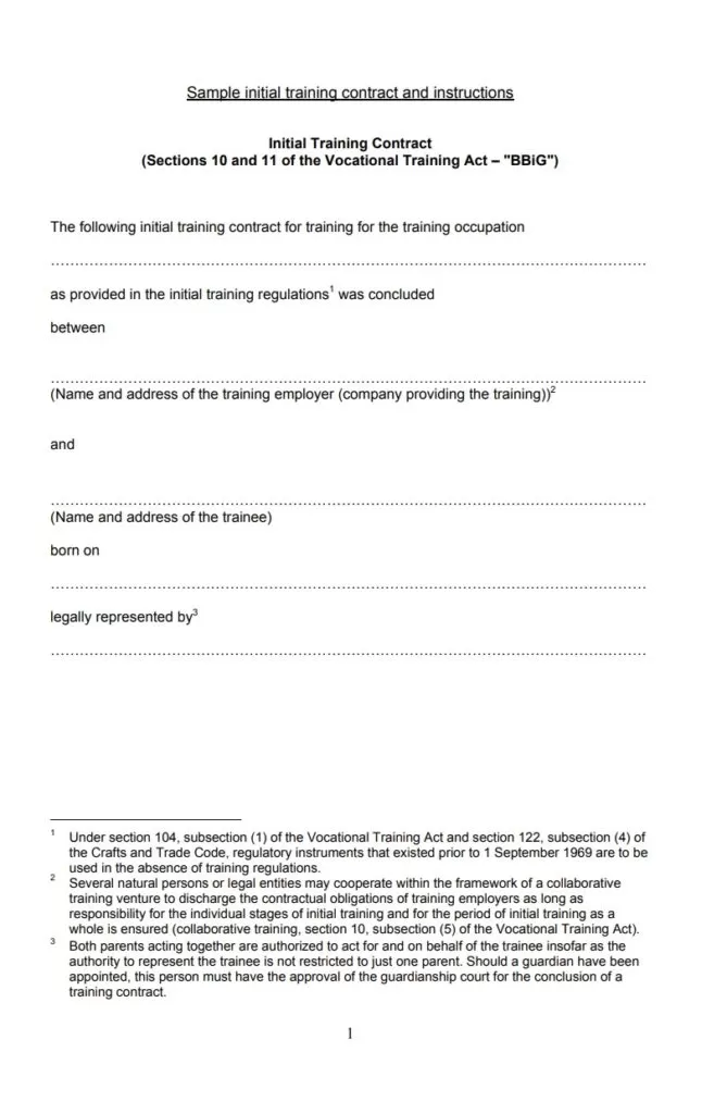 Initial Training Agreement Template