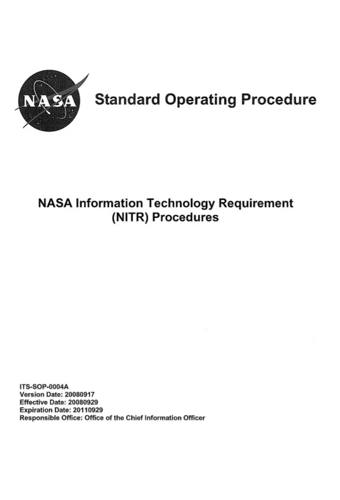 NASA Standard Operating Procedure Template