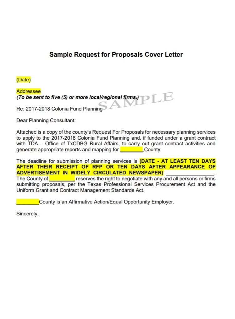 Request for Proposal Cover Letter Template