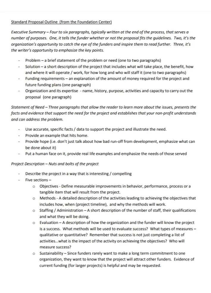 Standard Fundraising Proposal Template