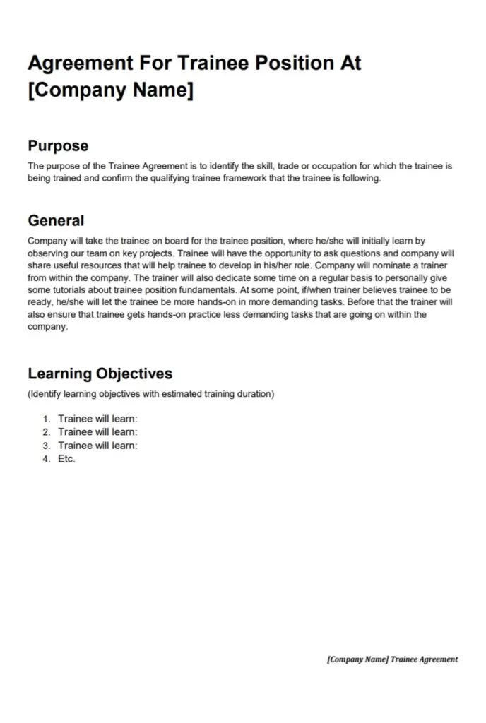 Training Agreement Template PDF