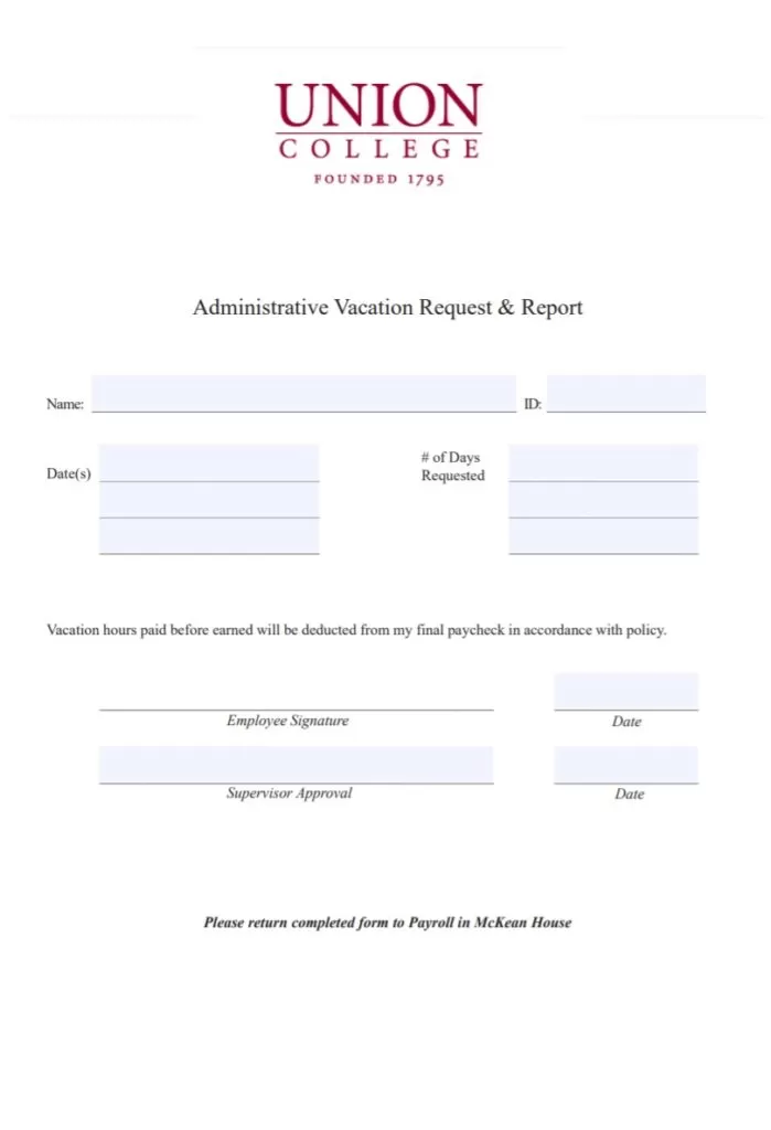 Administrative Vacation Request Form