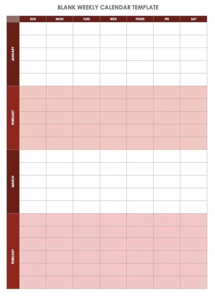 Blank Weekly Calendar Template