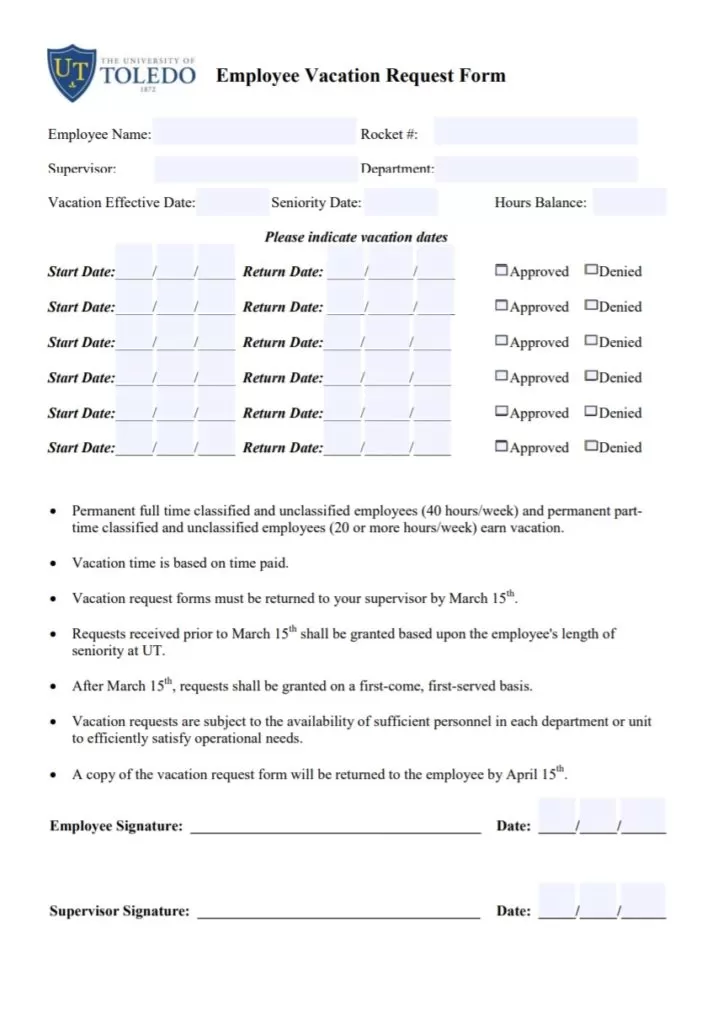 Employee Vacation Request Form