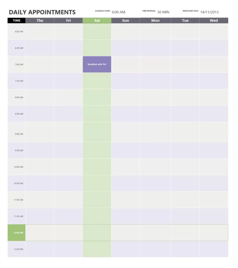 Office Calendar Template Excel