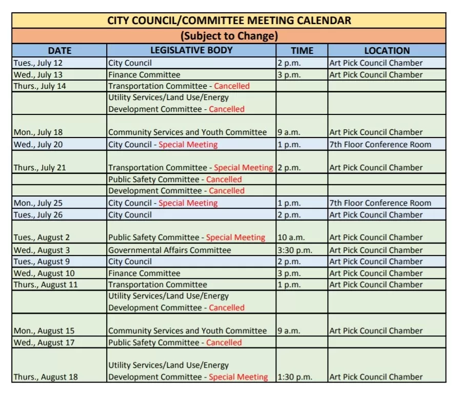 Office Meeting Calendar Template