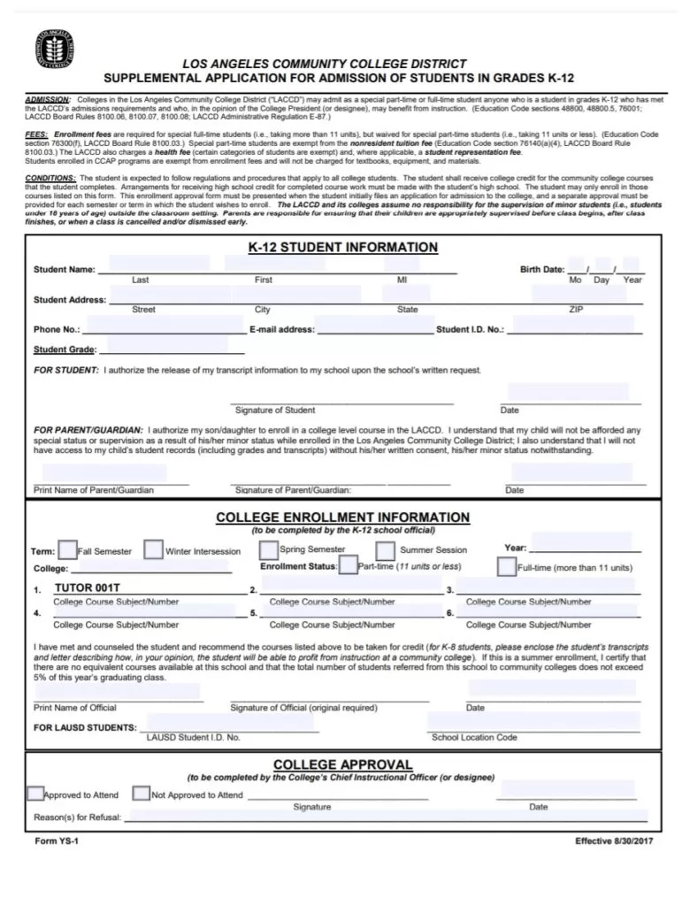 School Admission Information Form