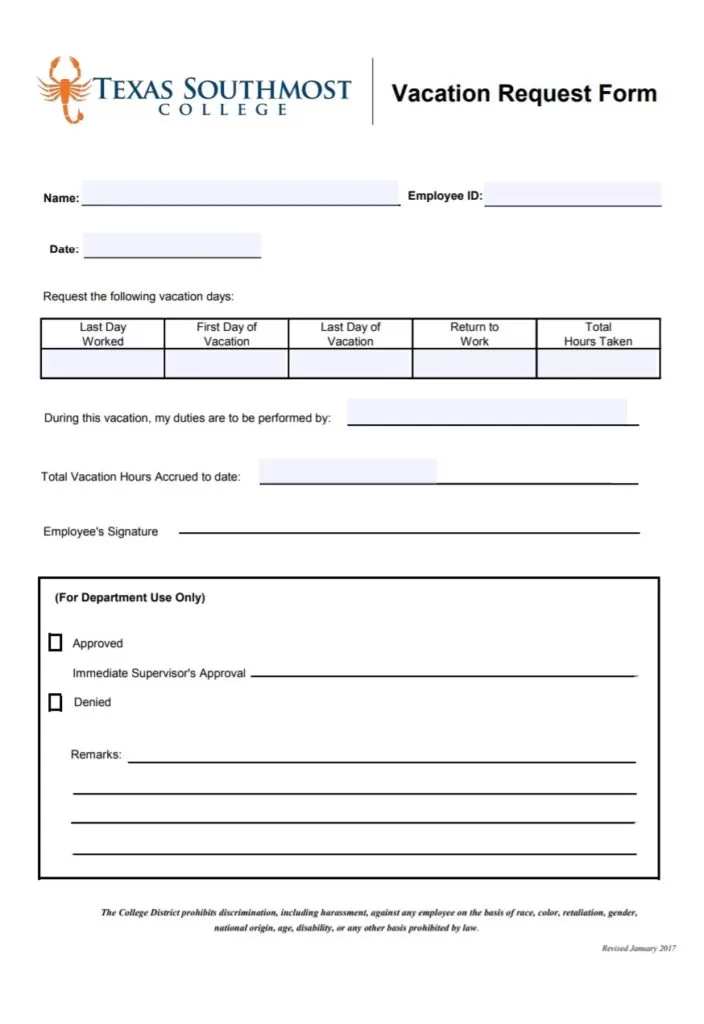 Vacation Leave Request Form