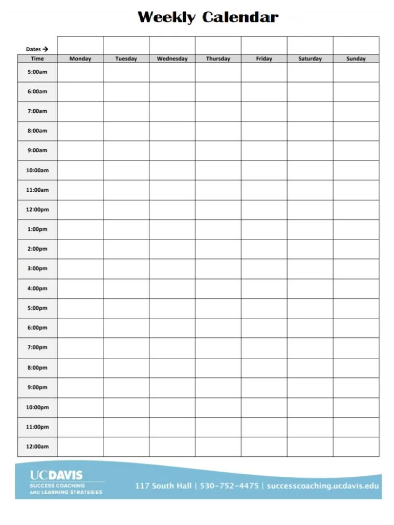 Weekly Calendar Template PDF