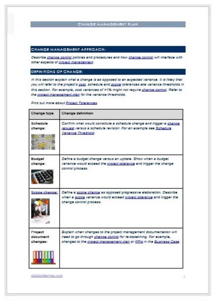 Change Management Plan Format