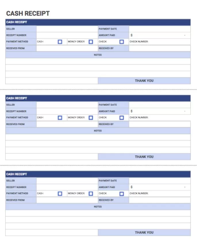 Cash Receipt Form