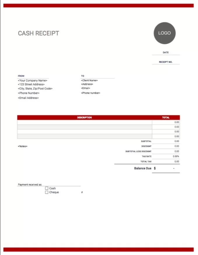 Cash Receipt Format