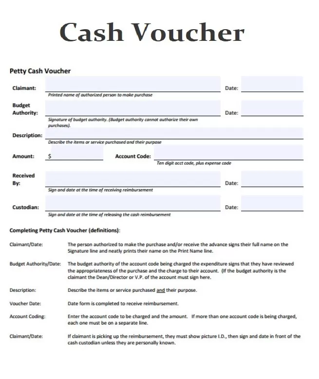 Cash Voucher Template PDF