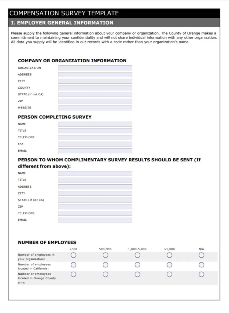 Compensation Survey Template