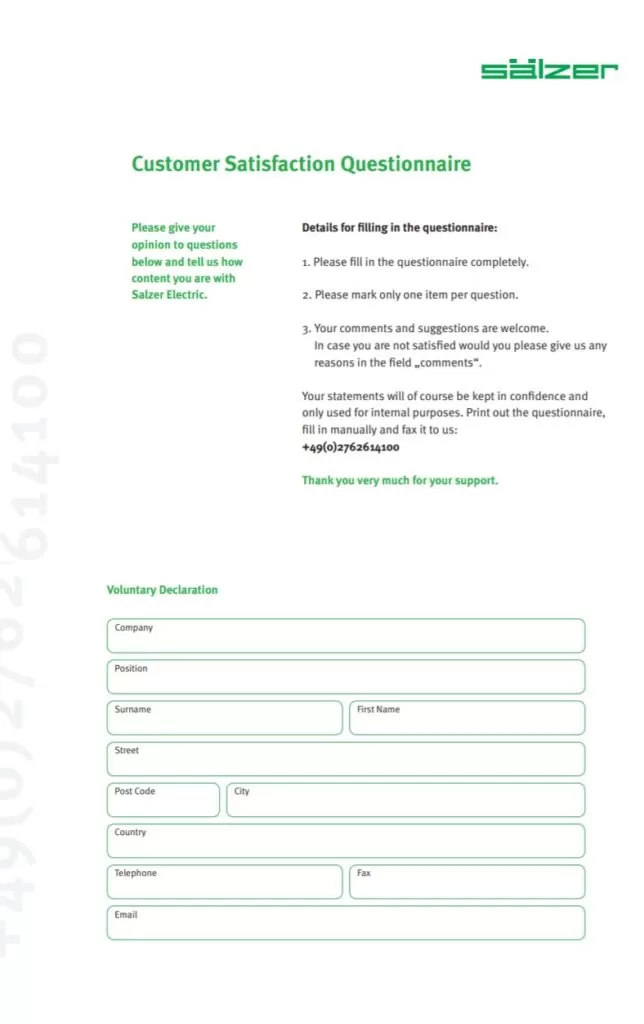 Customer Satisfaction Questionnaire Template