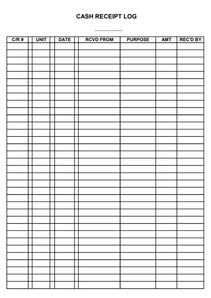 Daily Cash Receipt Template