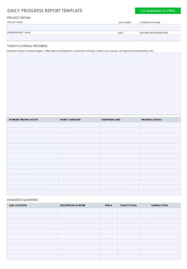 Daily Progress Report Template