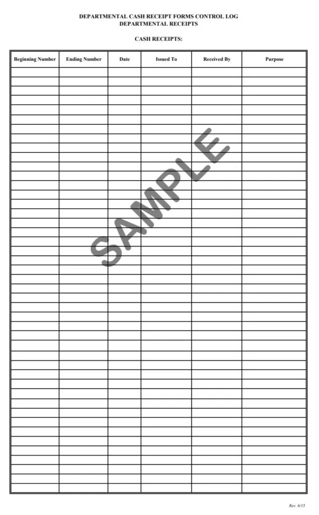 Departmental Cash Receipt Template