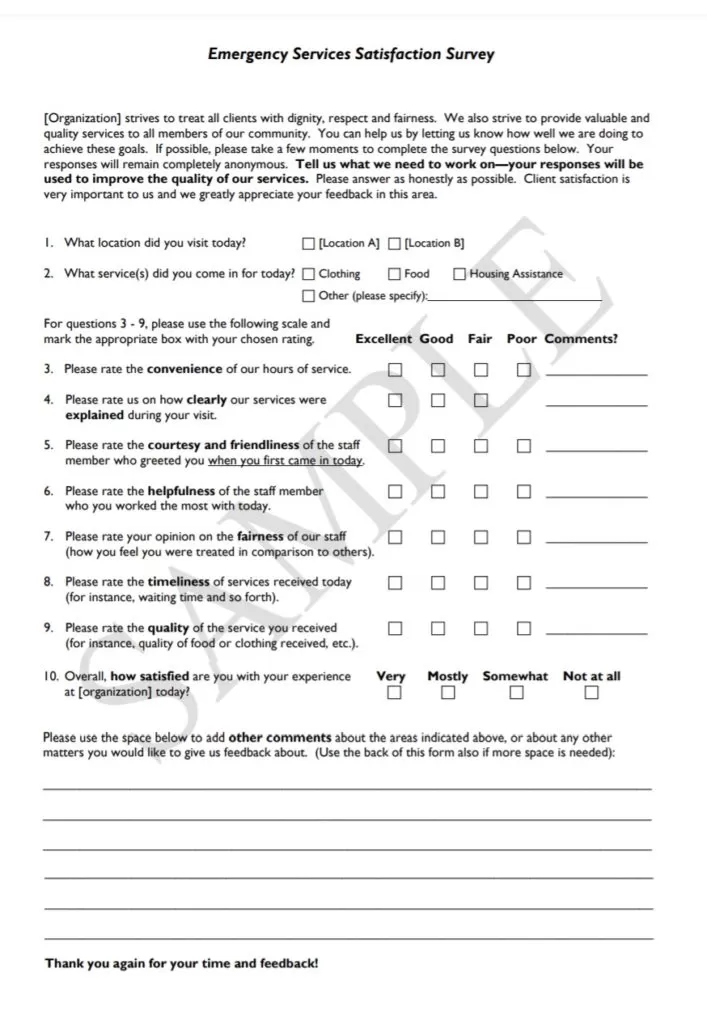 Emergency Services Satisfaction Survey Template