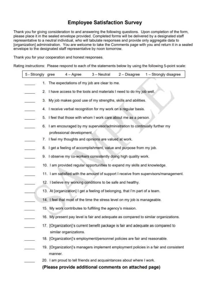 Employee Satisfaction Survey Template