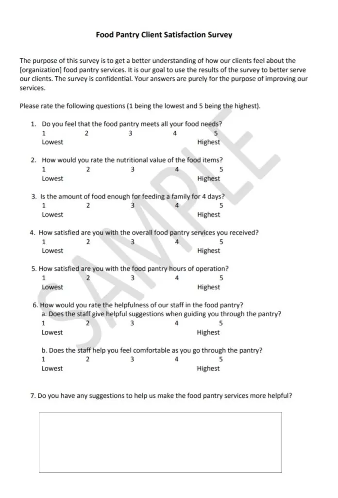 Food Pantry Client Satisfaction Survey Template